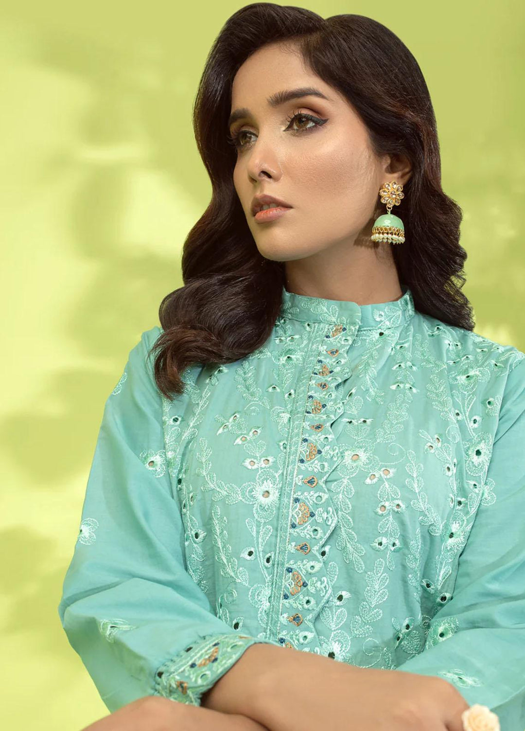 Shamooz Pret Embroidered Cotton Kurties SC-021 Aqua Green