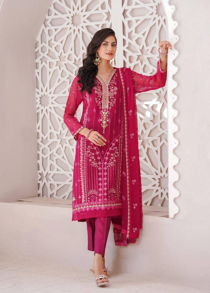 Shamooz Luxury Pret  Chiffon 3 Piece Suit Magenta / SEM-0391