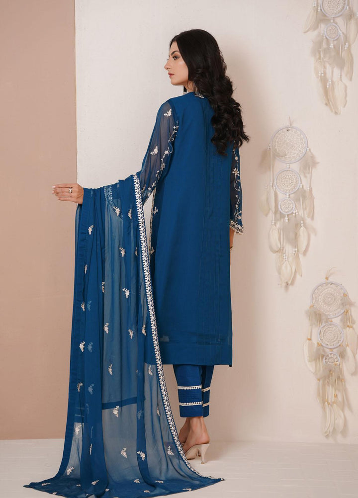 Shamooz Luxury Pret  Chiffon 3 Piece Suit Bottle Green/SEM-0386