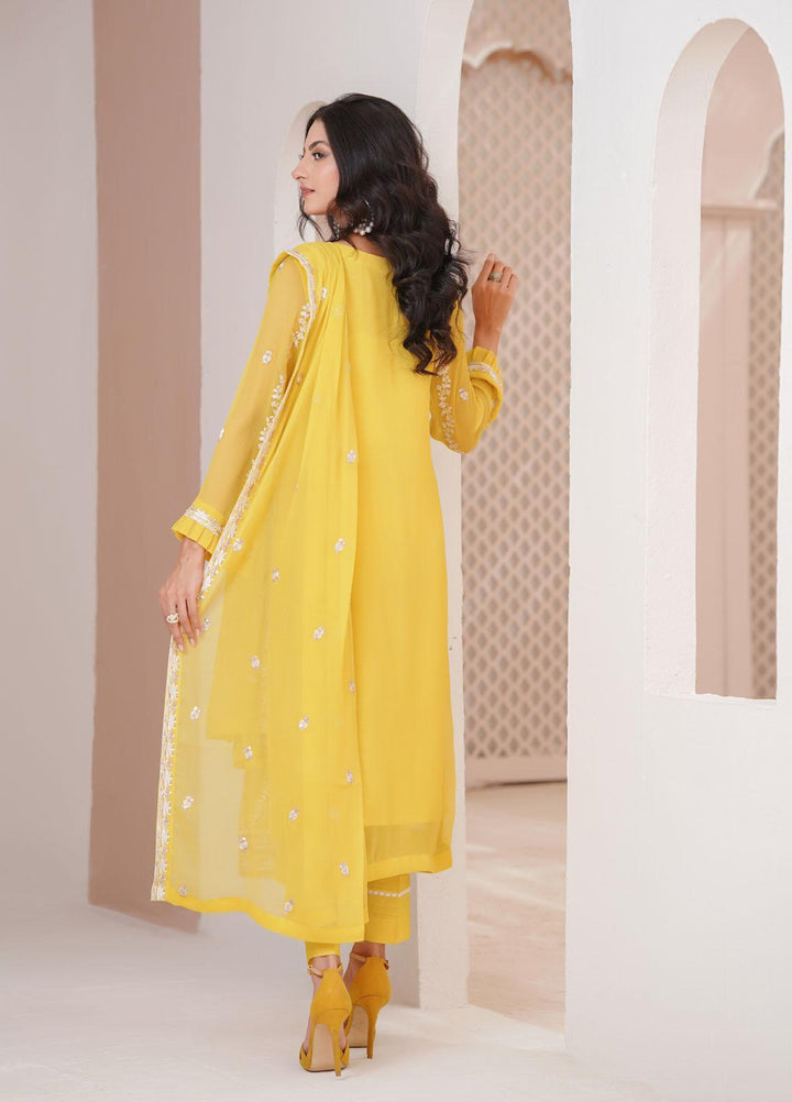 Shamooz Luxury Pret  Chiffon 3 Piece Suit Yellow / SEM-0389