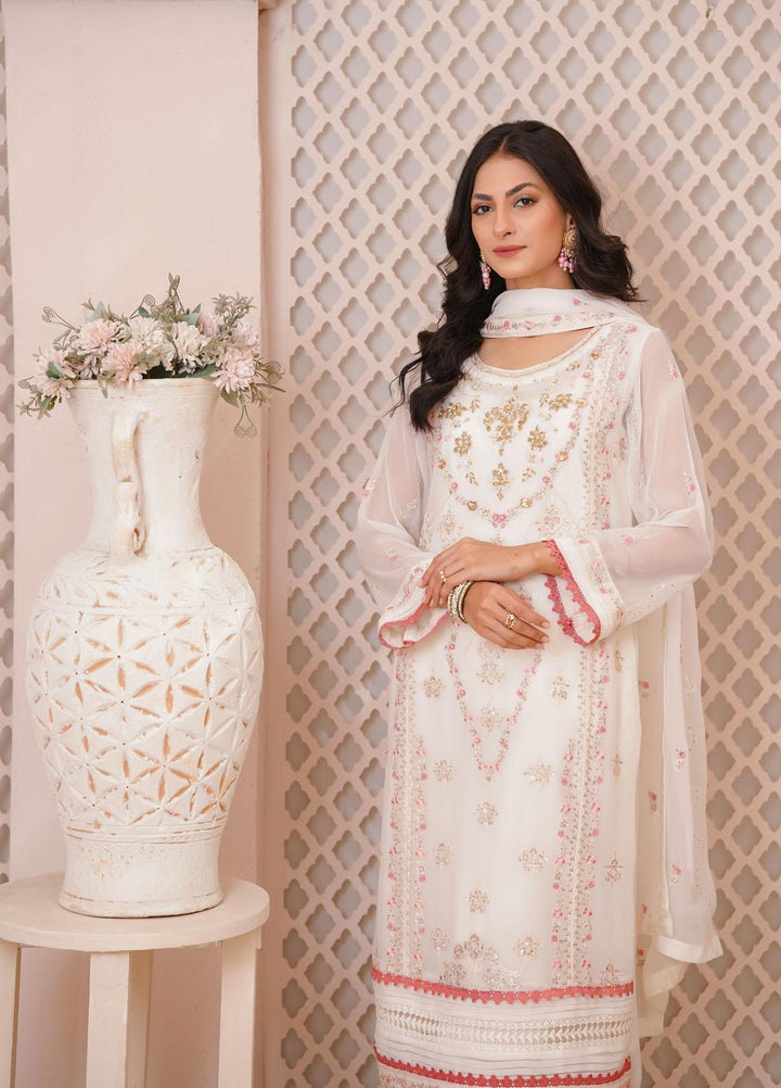 Shamooz Luxury Pret  Chiffon 3 Piece Suit Off White / SEM-0393