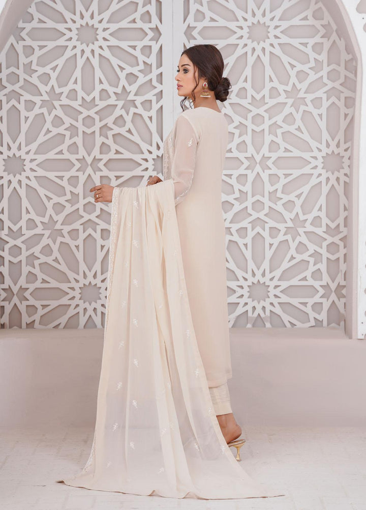 Shamooz Luxury Pret  Chiffon 3 Piece Suit Beige / SEM-0396