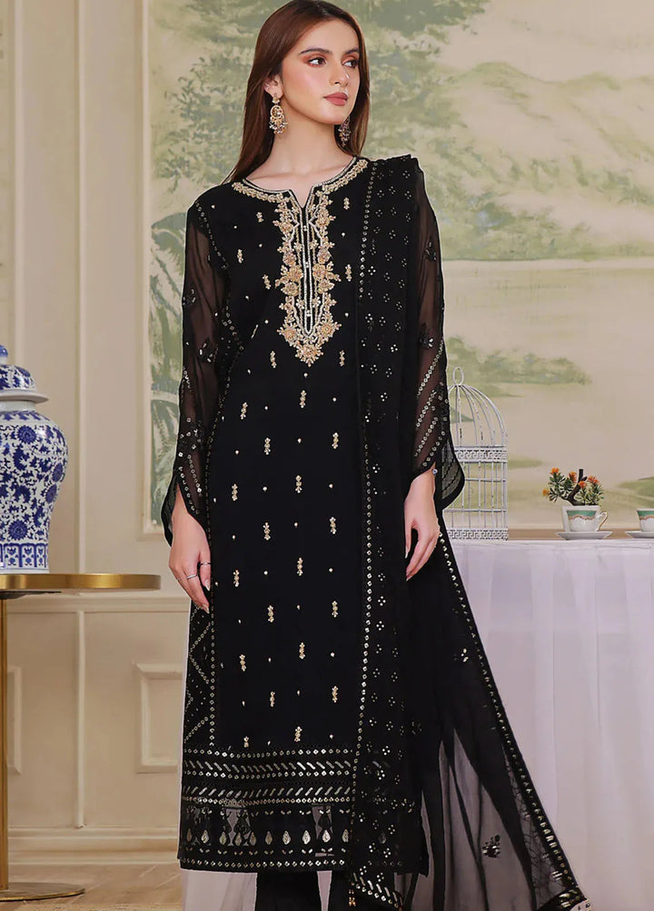 Shamooz Pret Embroidered Chiffon 3 Piece Suit Midnight Sem-0723