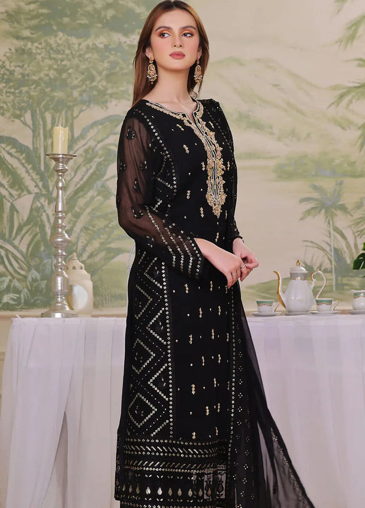 Shamooz Pret Embroidered Chiffon 3 Piece Suit Midnight Sem-0723