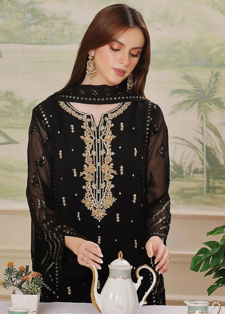 Shamooz Pret Embroidered Chiffon 3 Piece Suit Midnight Sem-0723