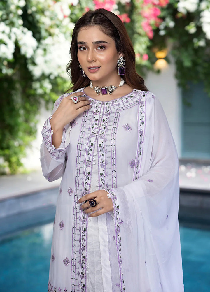 Shamooz Pret Embroidered Chiffon 3 Piece Suit Natural White SEM-0740