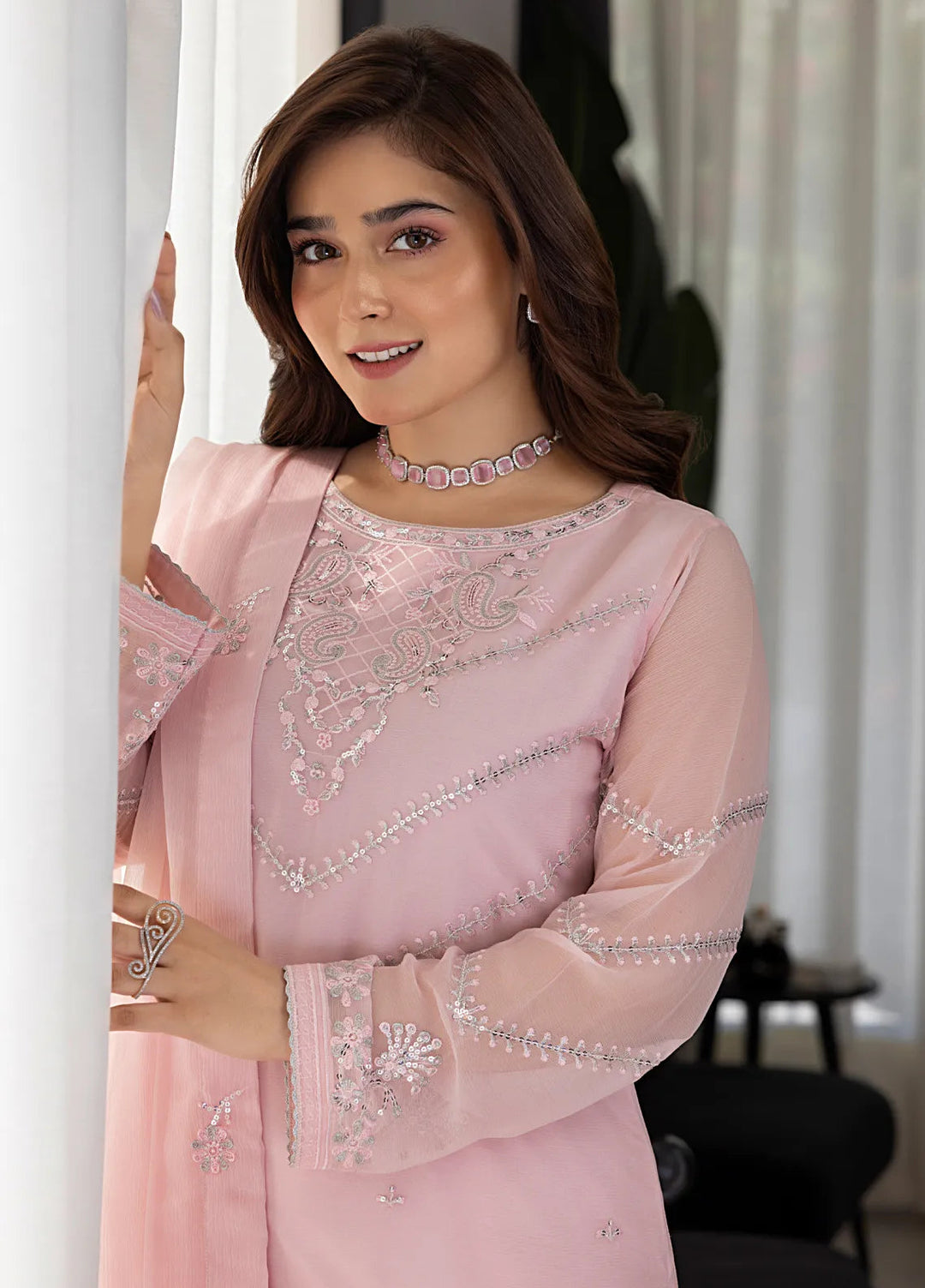 Shamooz Pret Embroidered Chiffon 3 Piece Suit Primrose SEM-0743