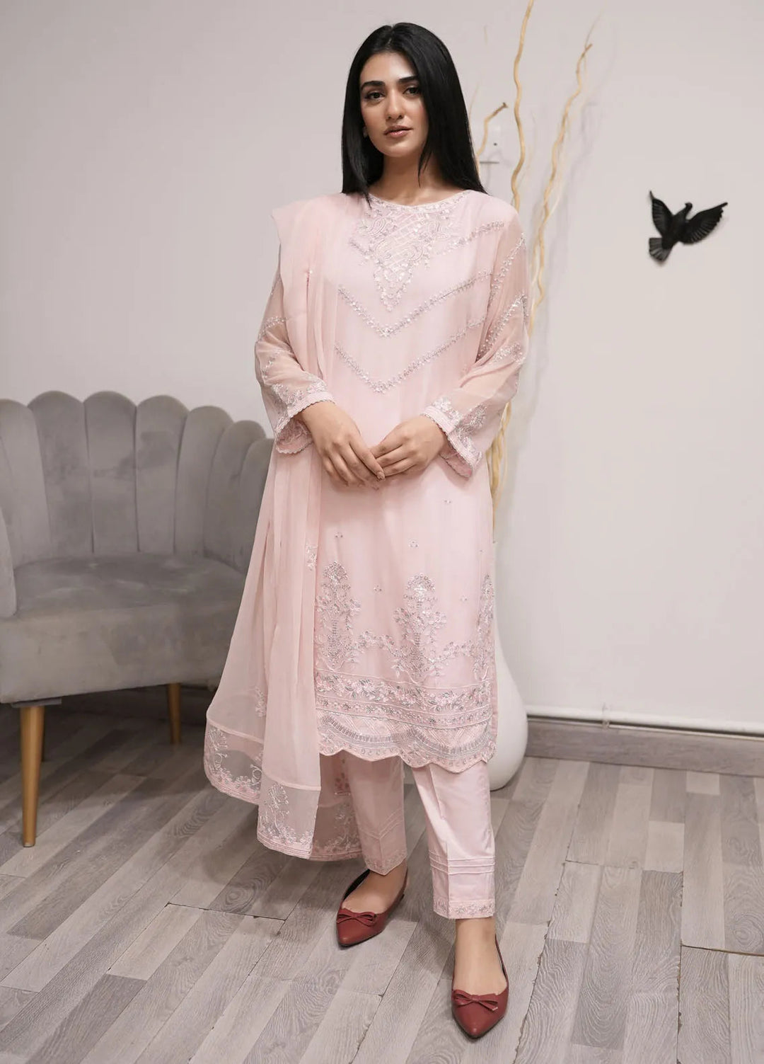 Shamooz Pret Embroidered Chiffon 3 Piece Suit Primrose SEM-0743