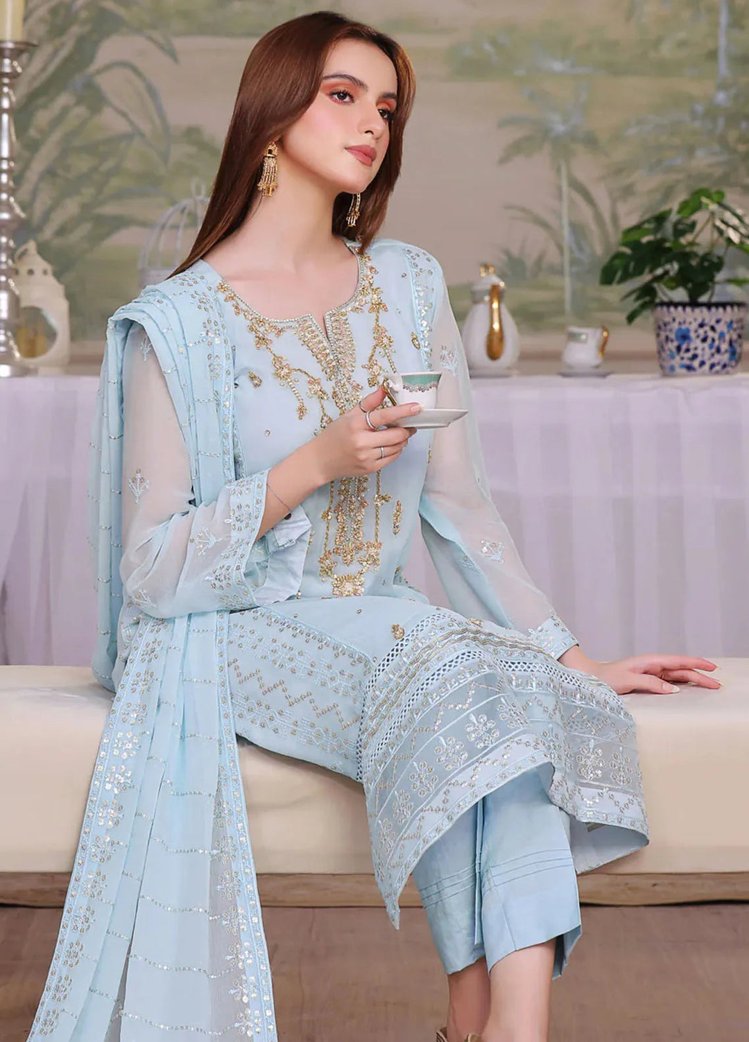 Shamooz Pret Embroidered Chiffon 3 Piece Suit Rubab Sem-0721