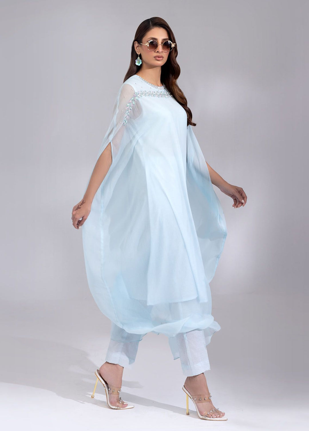 Shamooz Pret Embroidered Chiffon 3 Piece Suit SEM-0641 Sky Blue
