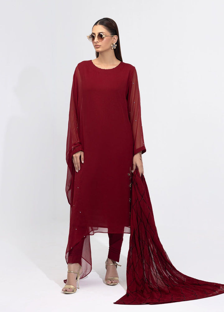 Shamooz Pret Embroidered Chiffon 3 Piece Suit SEM-0644 Rose Wood