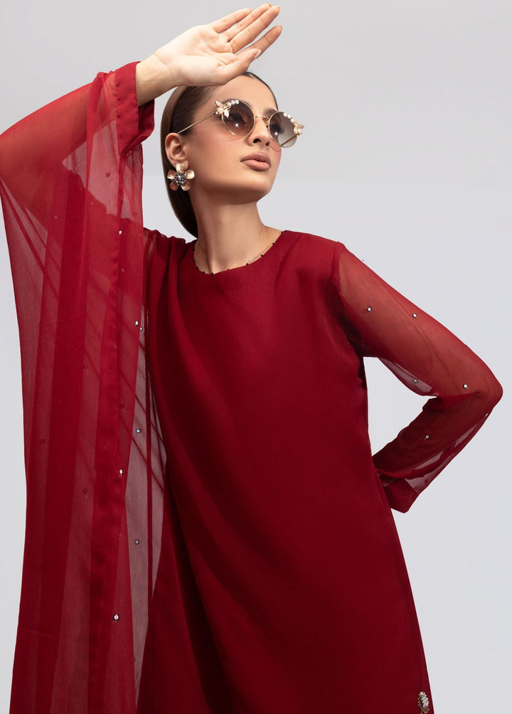 Shamooz Pret Embroidered Chiffon 3 Piece Suit SEM-0644 Rose Wood