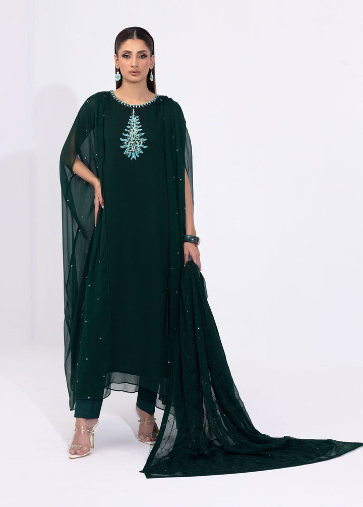 Shamooz Pret Embroidered Chiffon 3 Piece Suit SEM-0646 Bottle Green