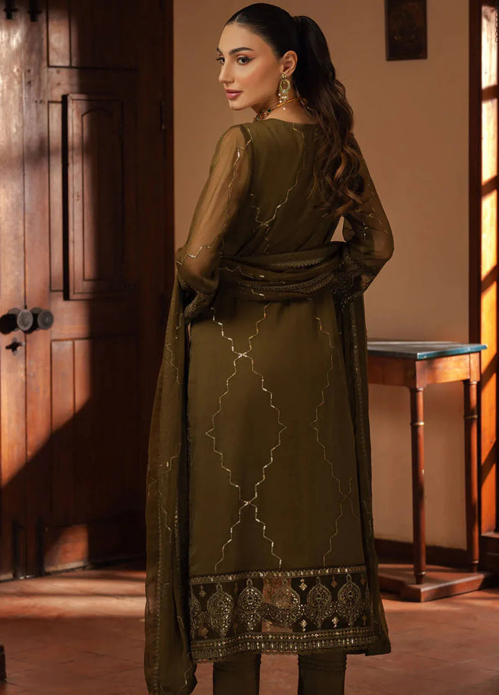 Shamooz Pret Embroidered Chiffon 3 Piece Suit SEM-0679 Brownish Green