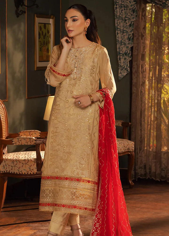 Shamooz Pret Embroidered Chiffon 3 Piece Suit SEM-0680 Camel