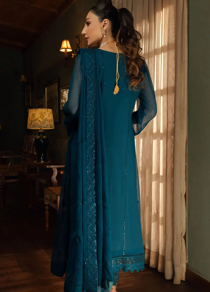 Shamooz Pret Embroidered Chiffon 3 Piece Suit SEM-0681 Cyan