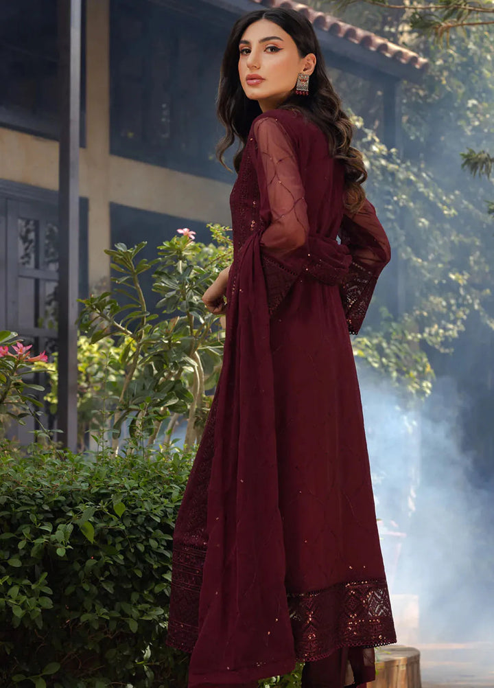 Shamooz Pret Embroidered Chiffon 3 Piece Suit SEM-0684 Dark Purple