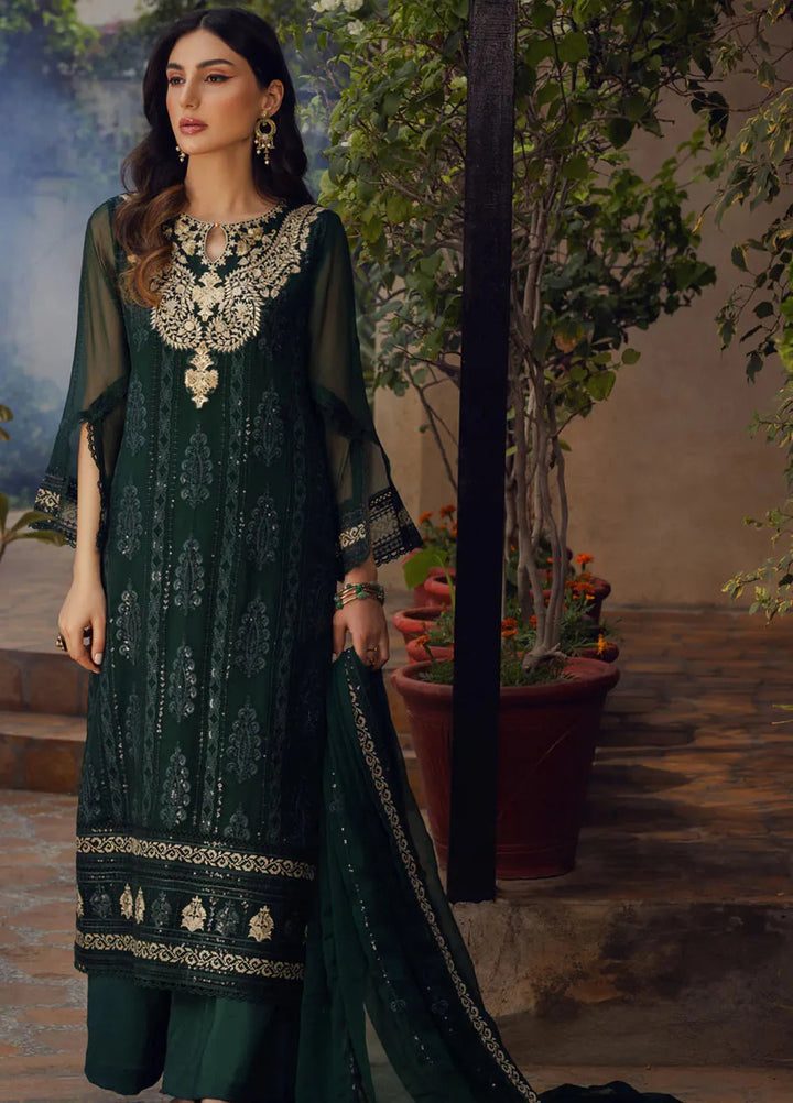 Shamooz Pret Embroidered Chiffon 3 Piece Suit SEM-0685 Dark Forest