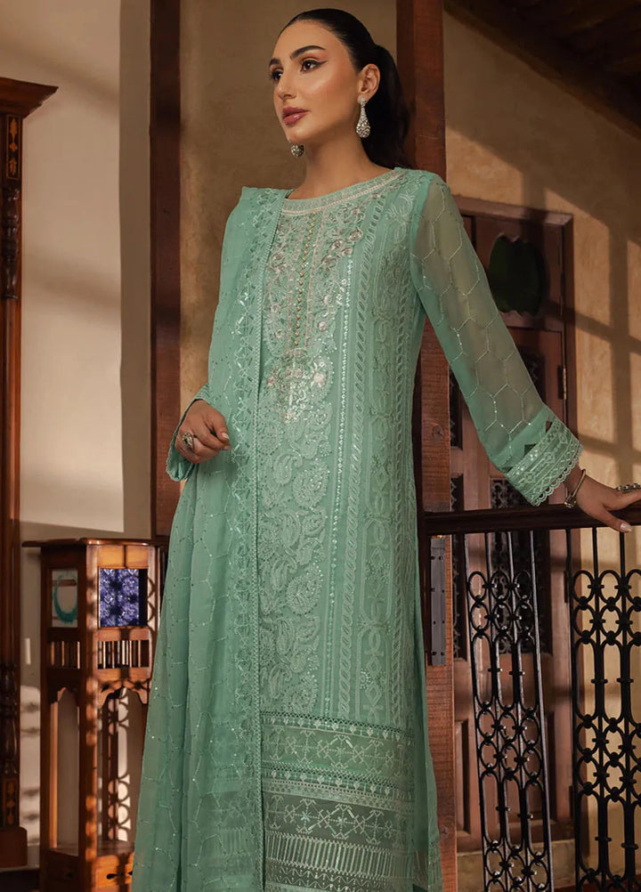Shamooz Pret Embroidered Chiffon 3 Piece Suit SEM-0686 Aqua Green
