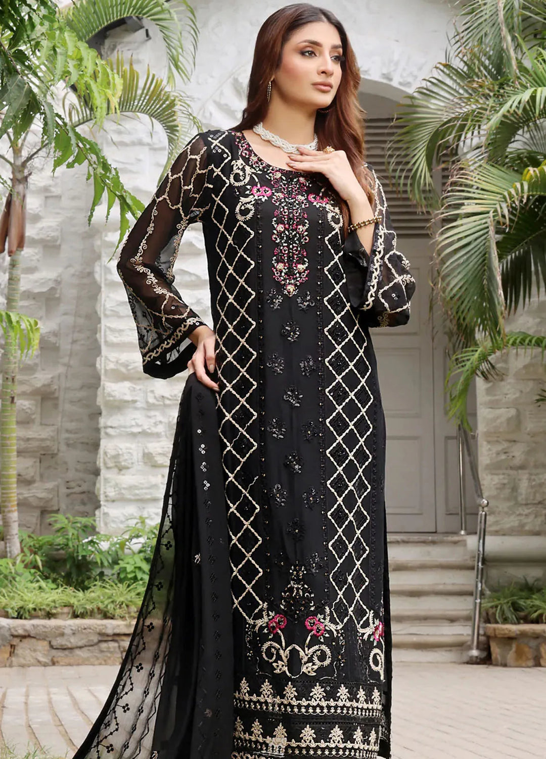 Shamooz Pret Embroidered Chiffon 3 Piece Suit SEM-0701 Rumi