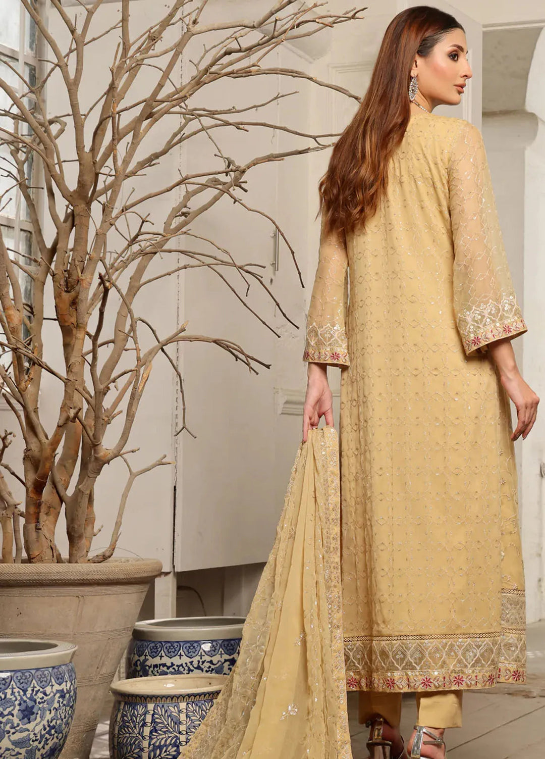 Shamooz Pret Embroidered Chiffon 3 Piece Suit SEM-0702 Frost
