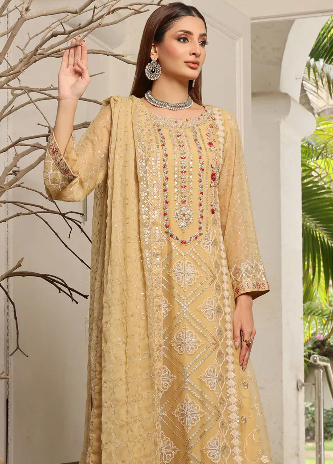 Shamooz Pret Embroidered Chiffon 3 Piece Suit SEM-0702 Frost