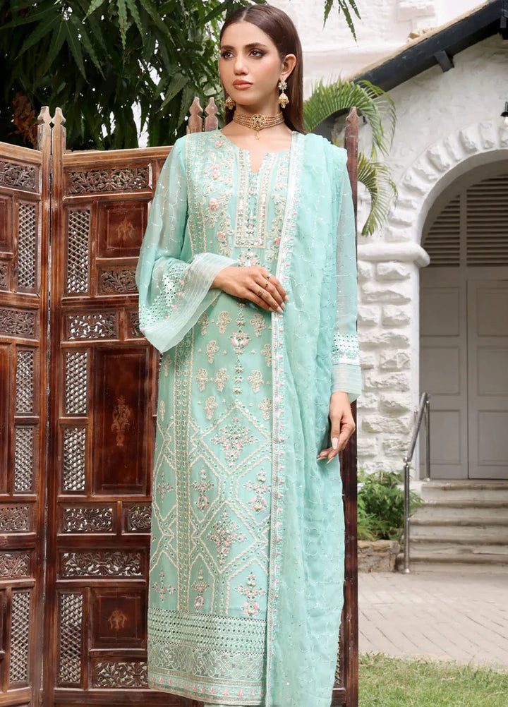 Shamooz Pret Embroidered Chiffon 3 Piece Suit SEM-0704 Mint Green