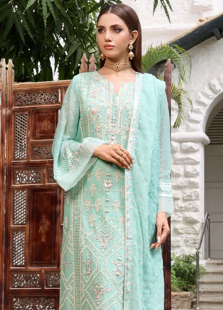Shamooz Pret Embroidered Chiffon 3 Piece Suit SEM-0704 Mint Green