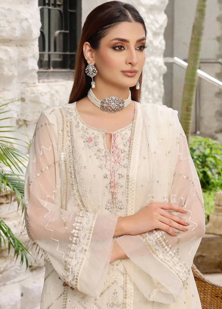 Shamooz Pret Embroidered Chiffon 3 Piece Suit SEM-0705 Ivory Dreams