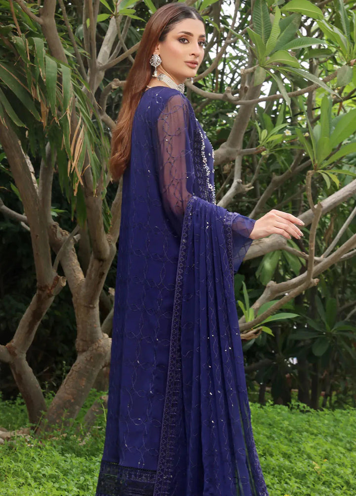 Shamooz Pret Embroidered Chiffon 3 Piece Suit SEM-0708 Blue Blood