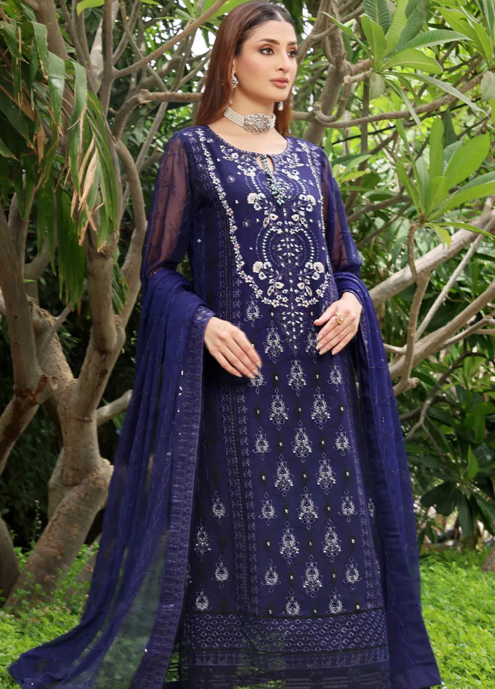 Shamooz Pret Embroidered Chiffon 3 Piece Suit SEM-0708 Blue Blood