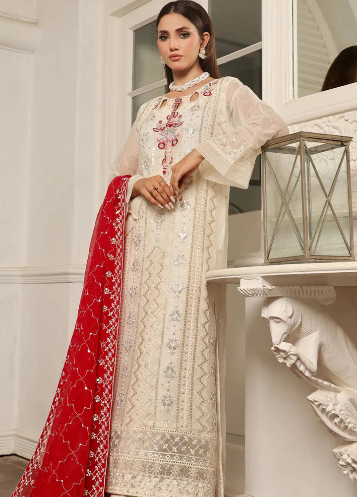 Shamooz Pret Embroidered Chiffon 3 Piece Suit SEM-0709 Ivory Bliss