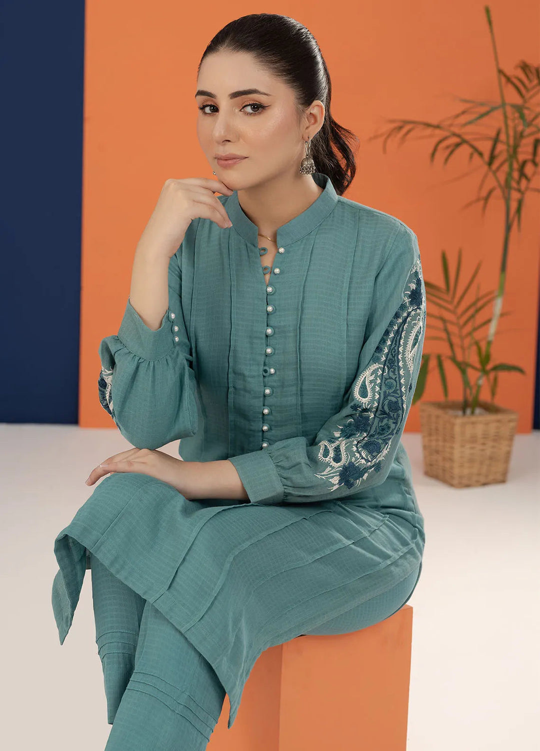 Shamooz Pret Embroidered Cotton 2 Piece Suit SC-029 Light Teal
