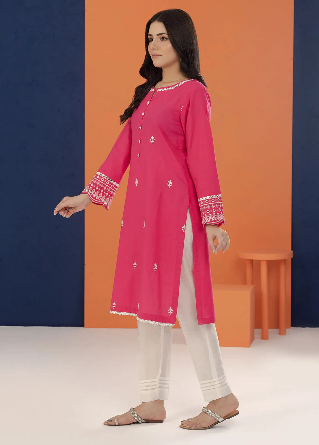 Shamooz Pret Embroidered Cotton Kurti SC-030 Dark Pink