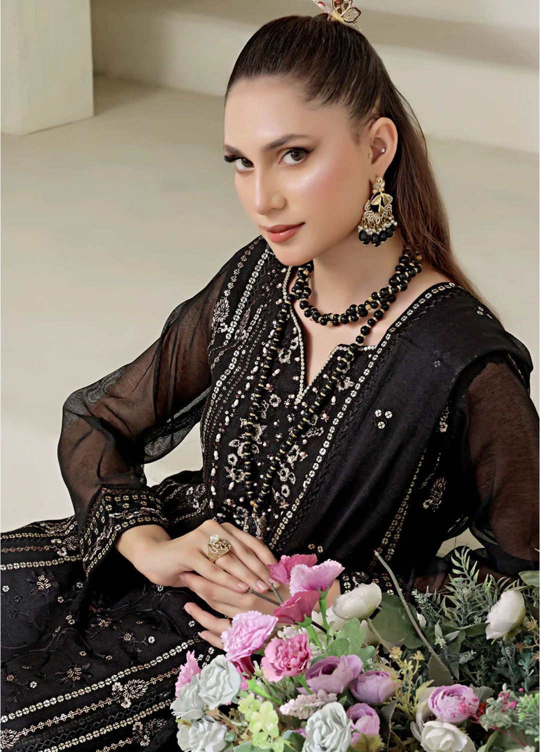 Shamooz Pret Embroidered Cotton Net 3 Piece Suit SE-009 Tribal