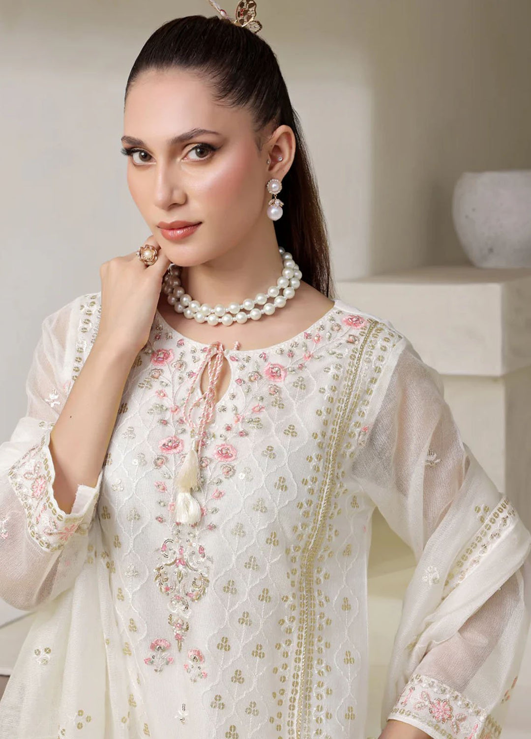 Shamooz Pret Embroidered Cotton Net 3 Piece Suit SE-010 Jasmine