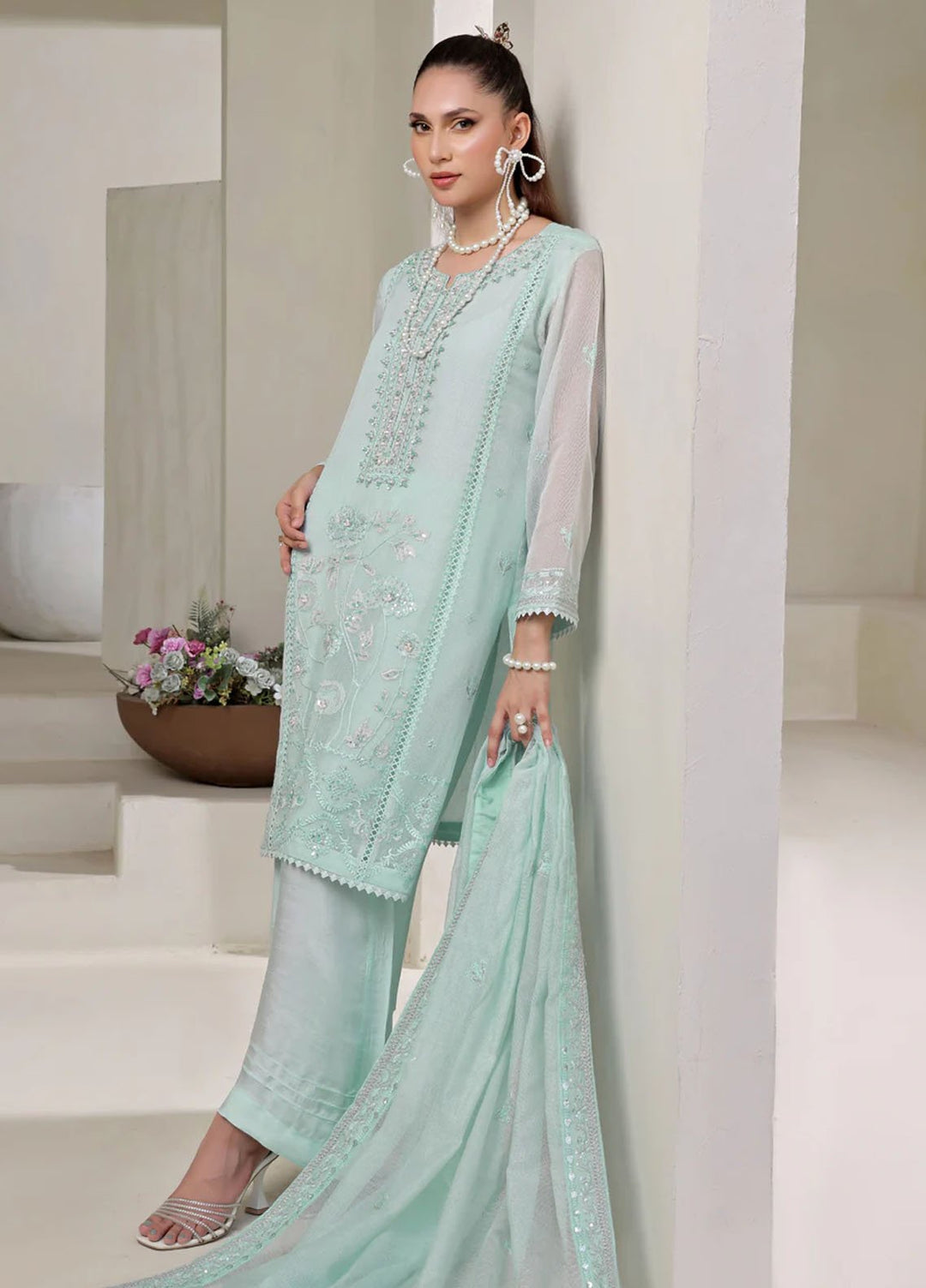 Shamooz Pret Embroidered Cotton Net 3 Piece Suit SE-011 Breeze