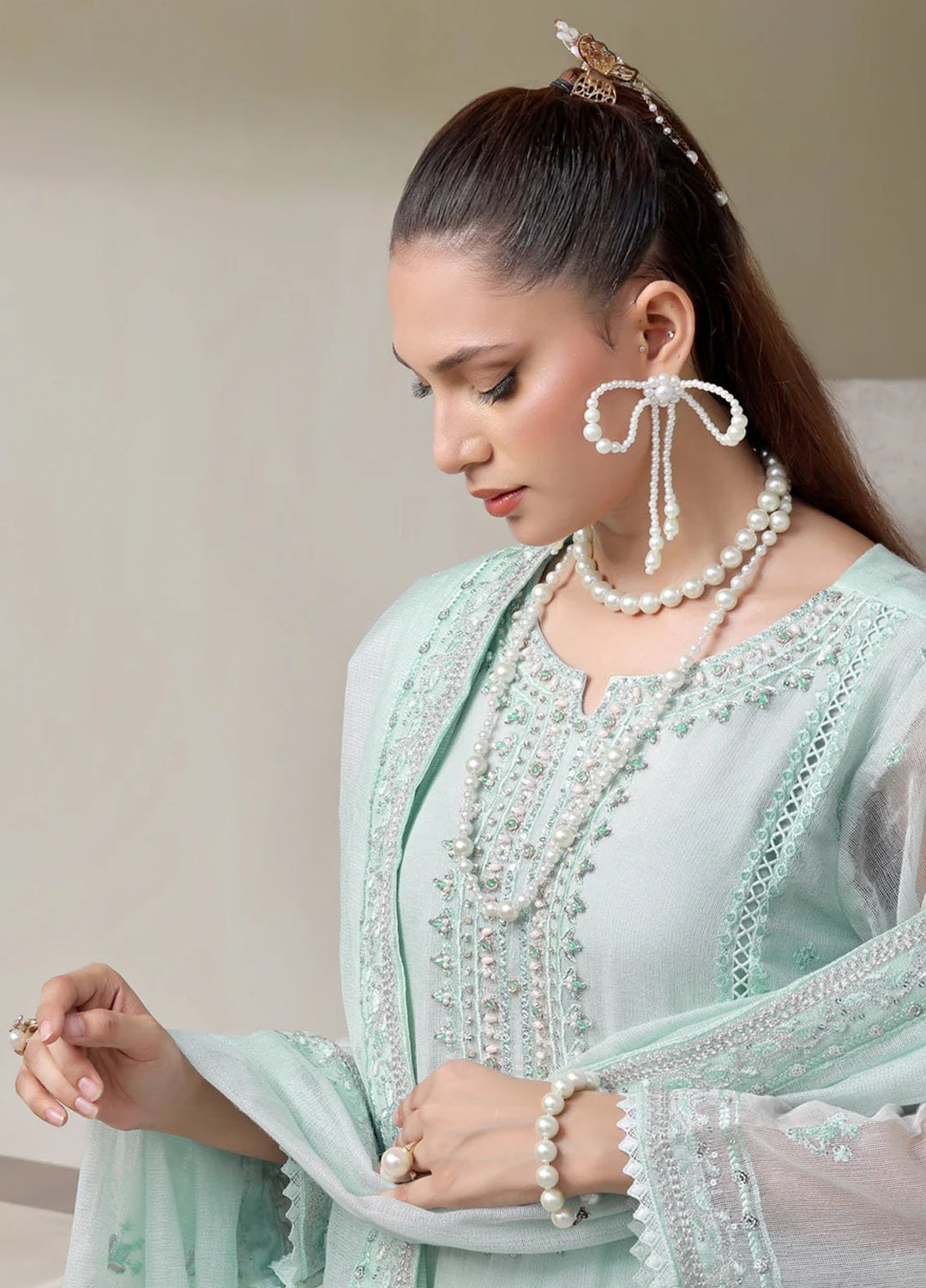 Shamooz Pret Embroidered Cotton Net 3 Piece Suit SE-011 Breeze