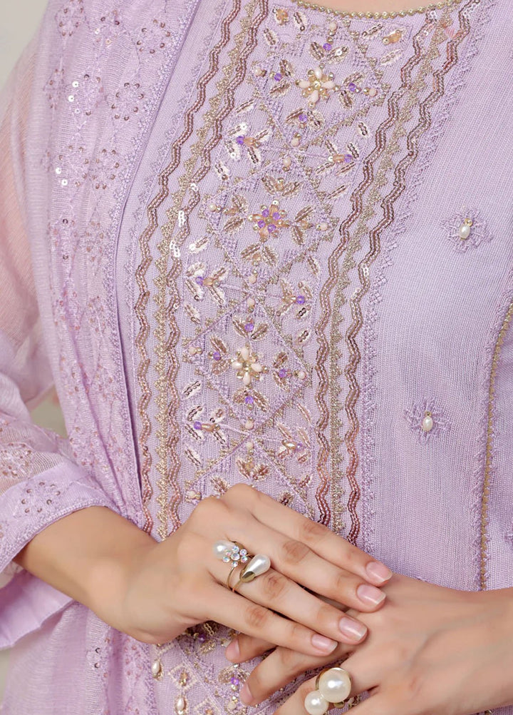 Shamooz Pret Embroidered Cotton Net 3 Piece Suit SE-012 Lavender