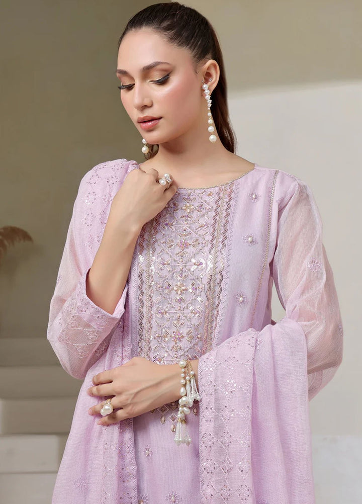 Shamooz Pret Embroidered Cotton Net 3 Piece Suit SE-012 Lavender