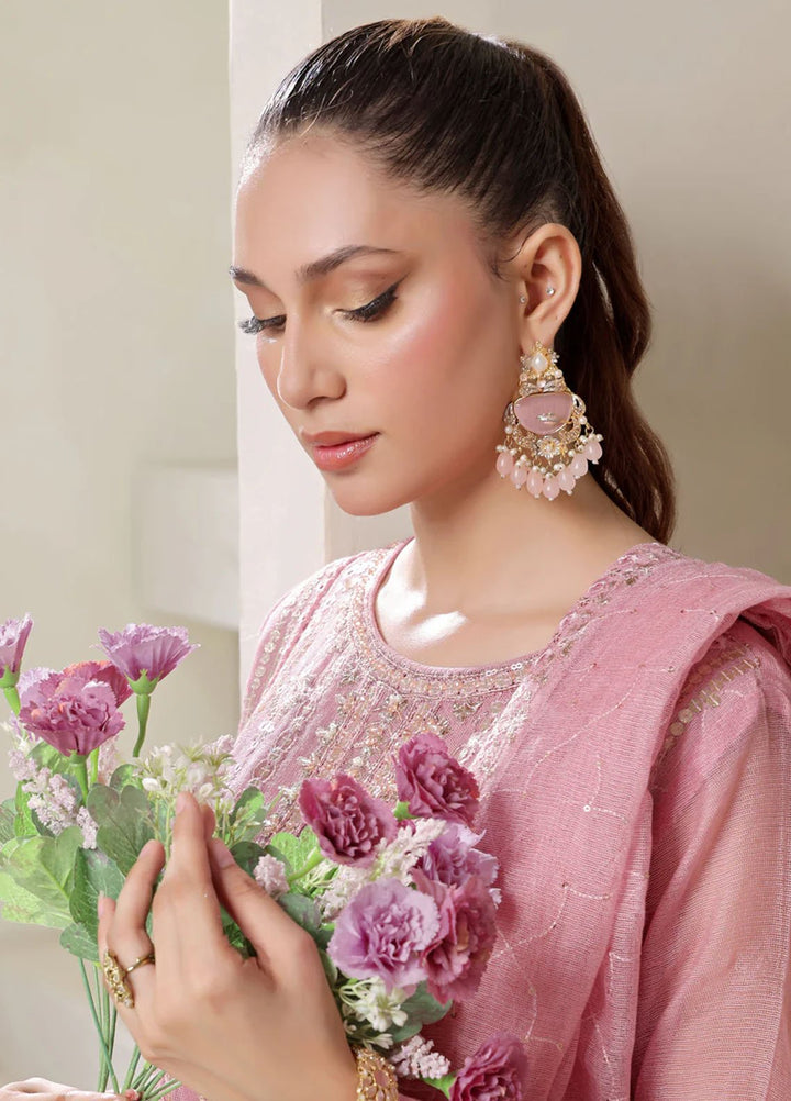 Shamooz Pret Embroidered Cotton Net 3 Piece Suit SE-013 Icy Pink