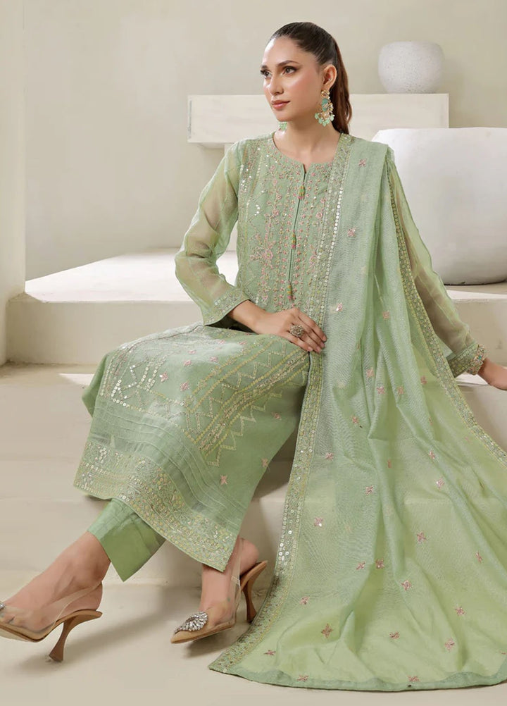 Shamooz Pret Embroidered Cotton Net 3 Piece Suit SE-014 Sea Green