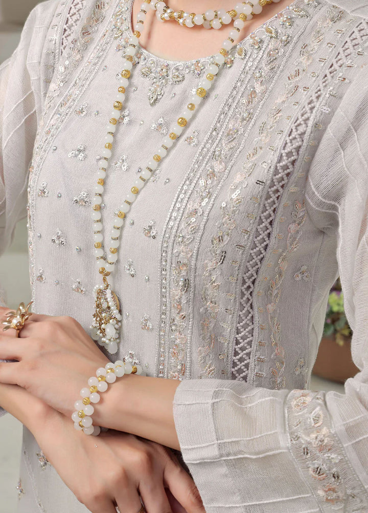 Shamooz Pret Embroidered Cotton Net 3 Piece Suit SE-016 Light Grey