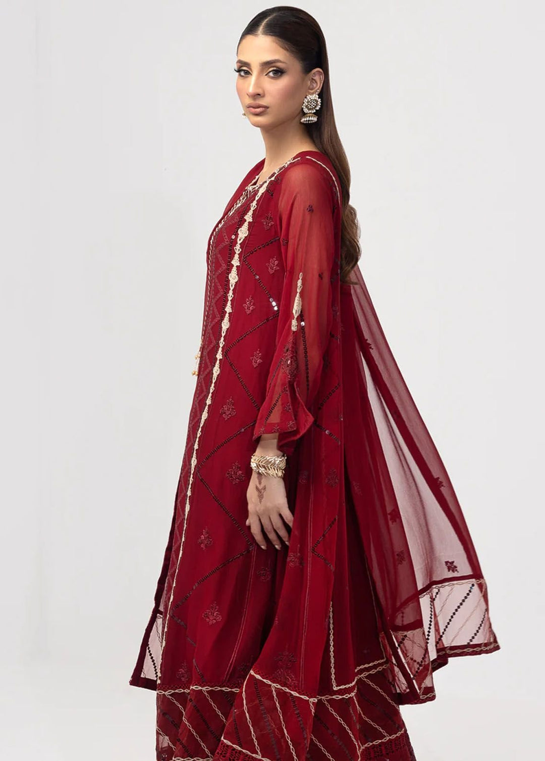 Shamooz Pret Formal Chiffon 3 Piece Suit SEM-0626 Crimson