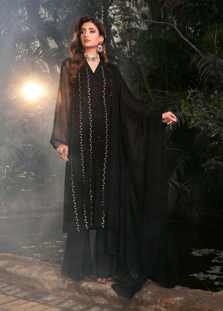 Shamooz Pret Formal Chiffon 3 Piece Suit SEM-0634 Dark Black