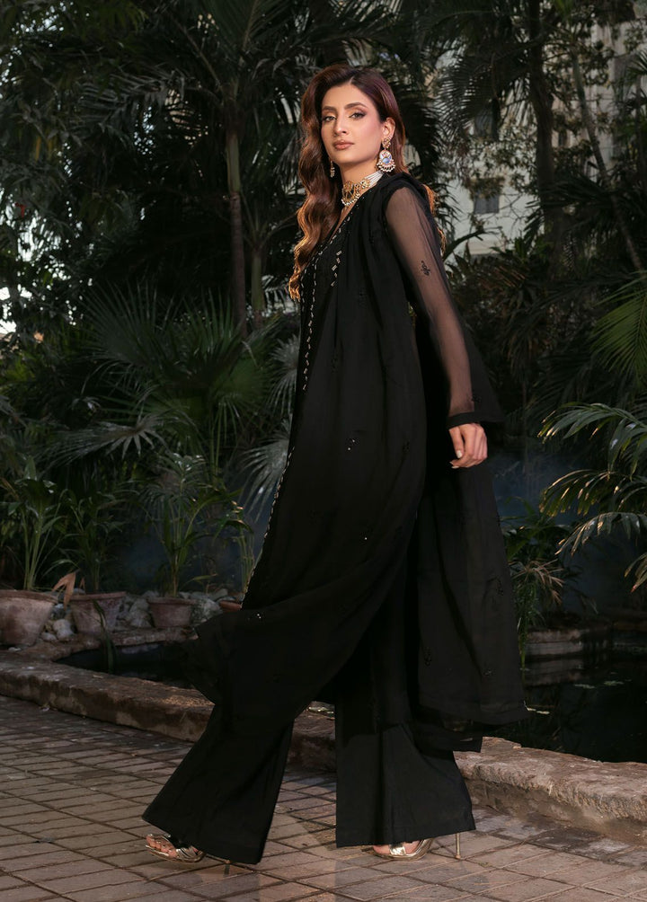 Shamooz Pret Formal Chiffon 3 Piece Suit SEM-0634 Dark Black