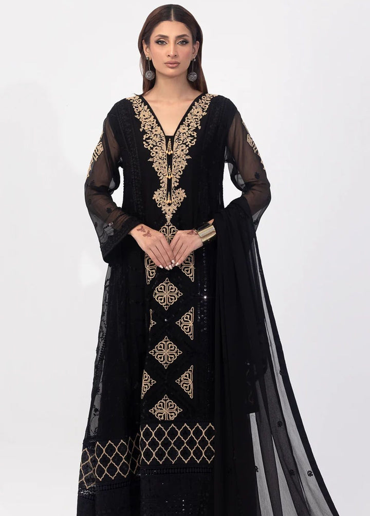 Shamooz Pret Formal Chiffon 3 Piece Suit SEM-627 Crystal Black