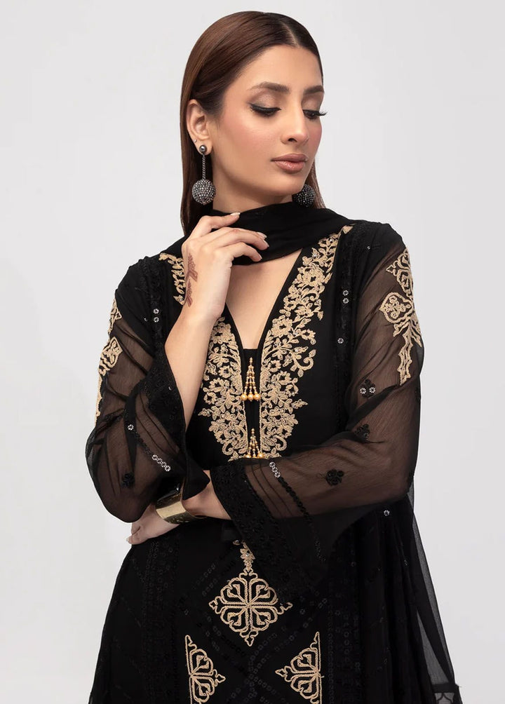 Shamooz Pret Formal Chiffon 3 Piece Suit SEM-627 Crystal Black