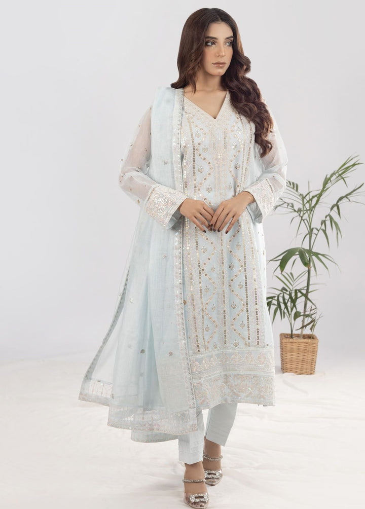 Shamooz Pret Formal Khaadi Net 3 Piece Suit SEM-0614 Glam Blue