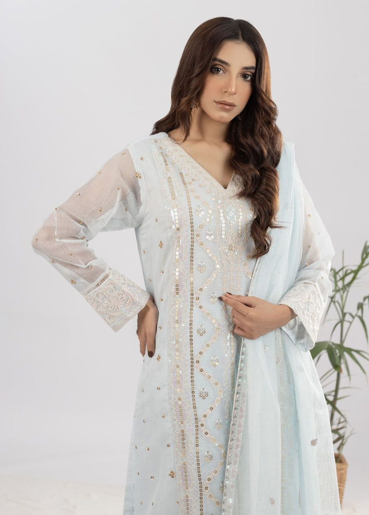 Shamooz Pret Formal Khaadi Net 3 Piece Suit SEM-0614 Glam Blue